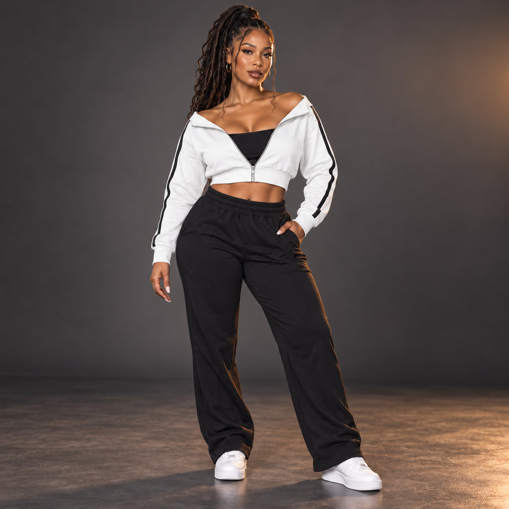 Women's Off-Shoulder Full Zip Hoodie