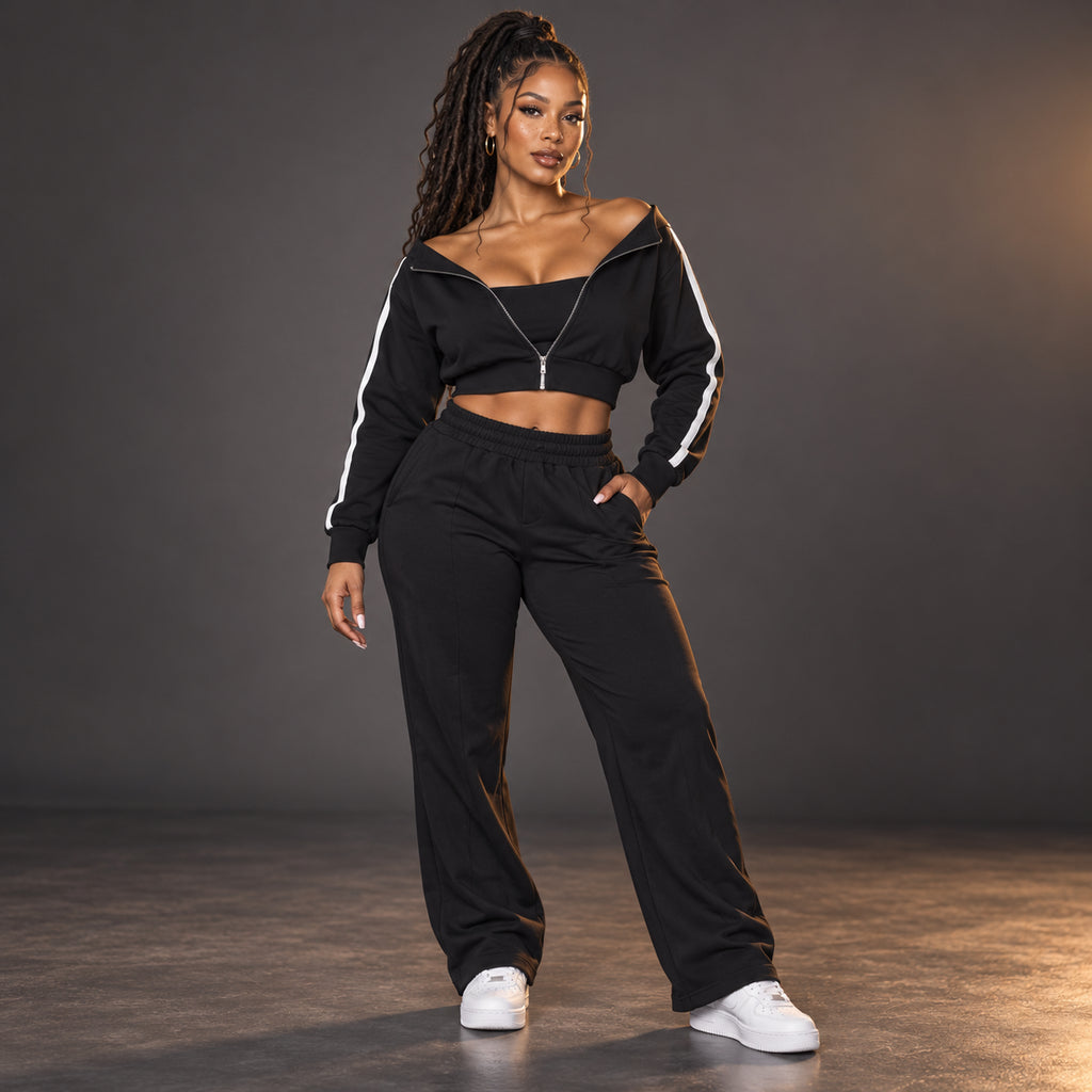 Women's Off-Shoulder Full Zip Hoodie