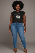Check Her Mindset French Terry Boxy Tank Top