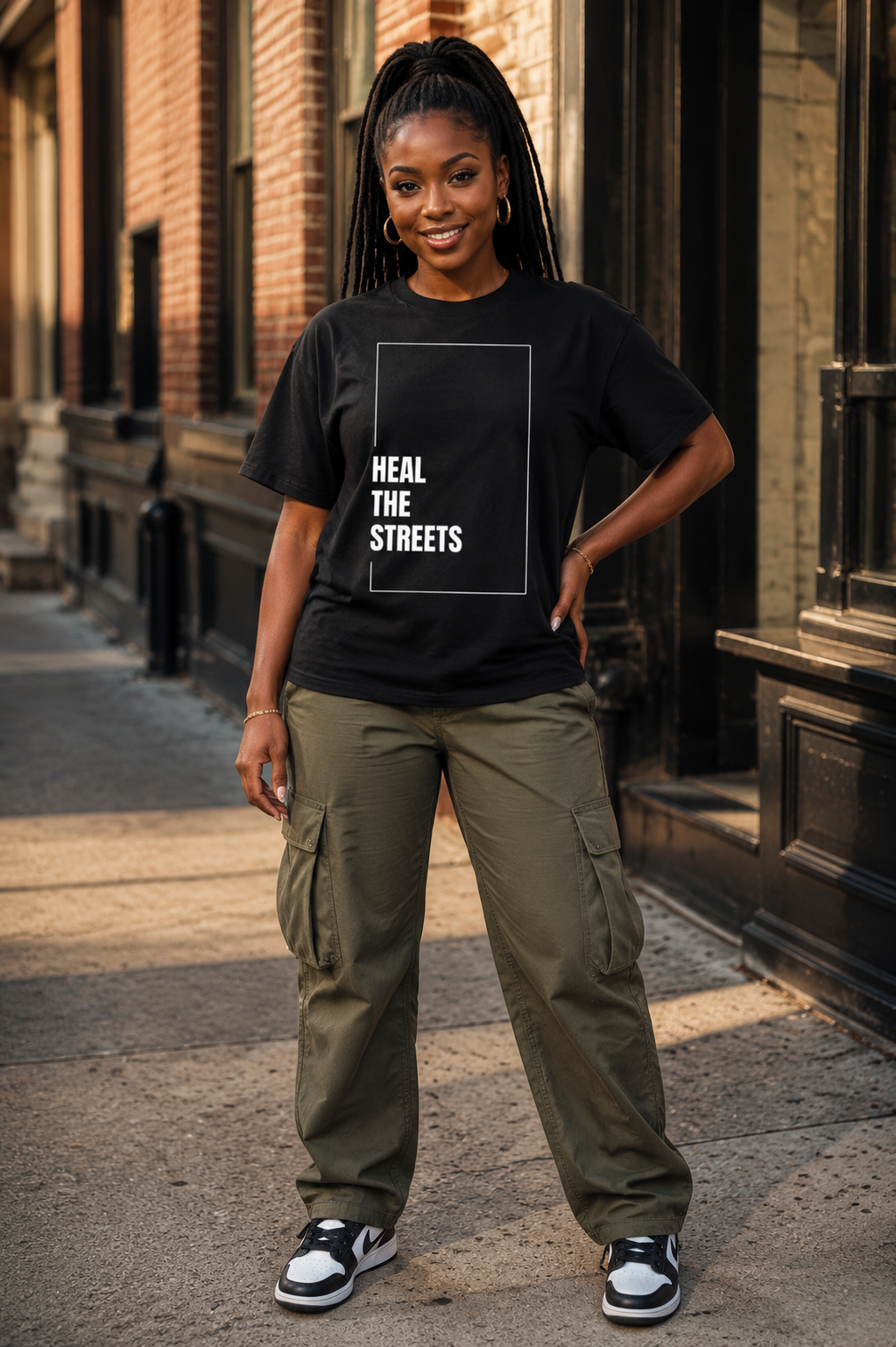 Heal The  Streets Shoulder Cotton T-Shirt