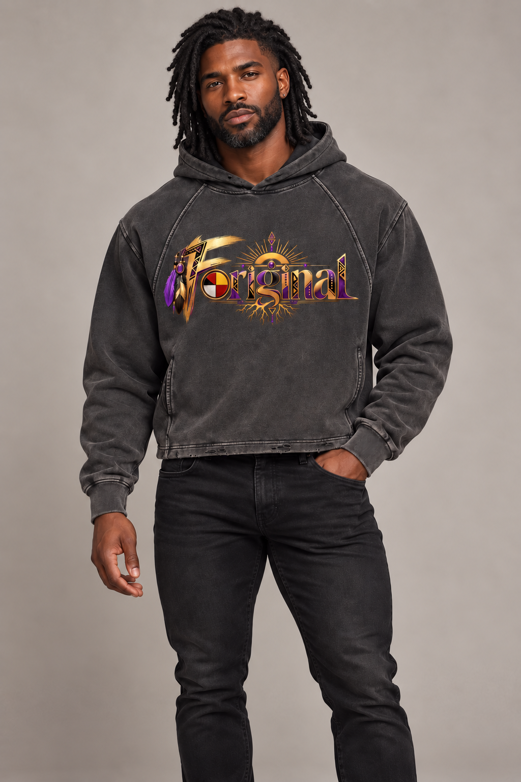 Vintage Washed Frayed-Hem Hoodie